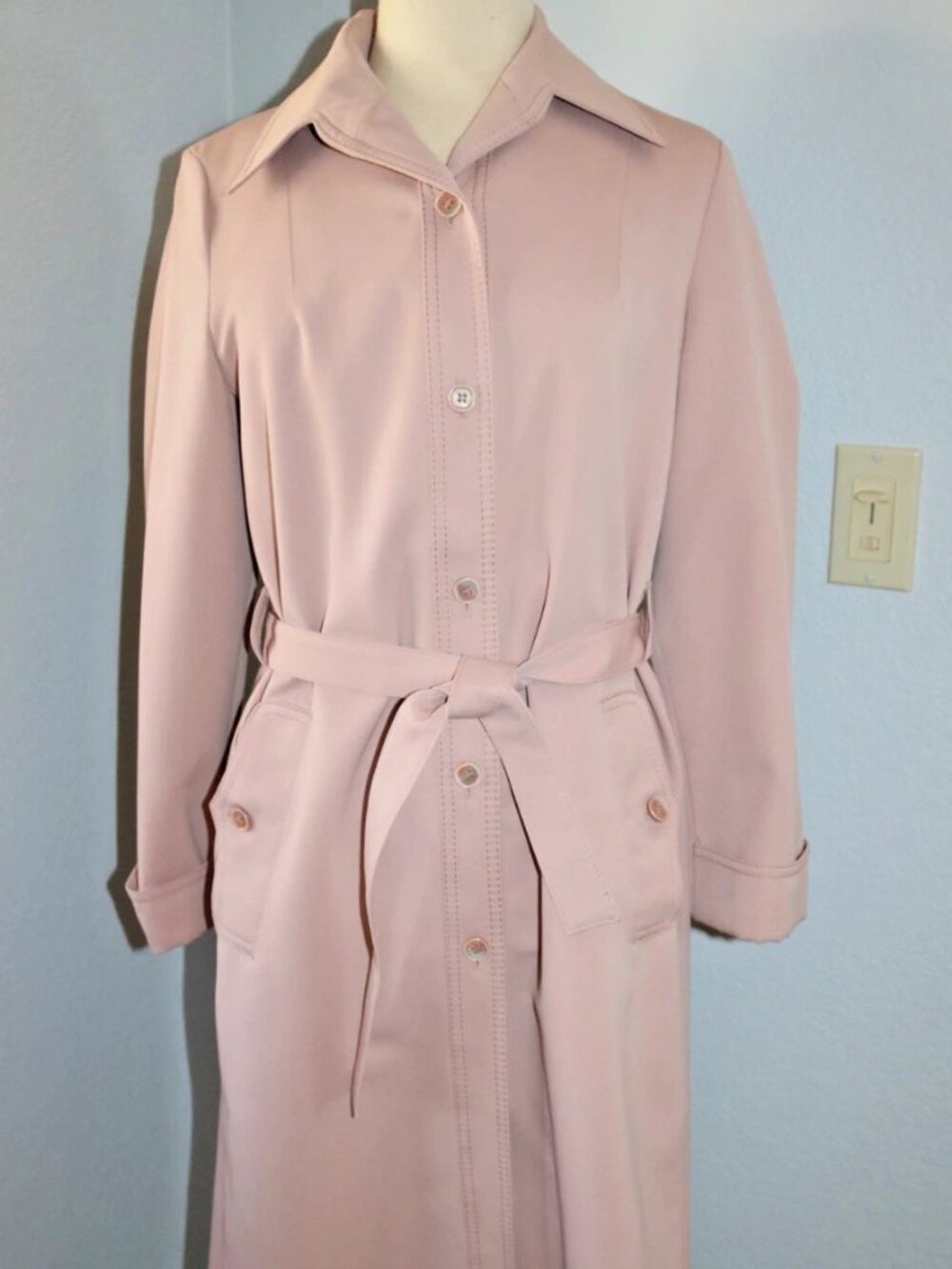 Vintage 1960-1970s Women's Trench Coat Jacket Sz 11/12 Pink